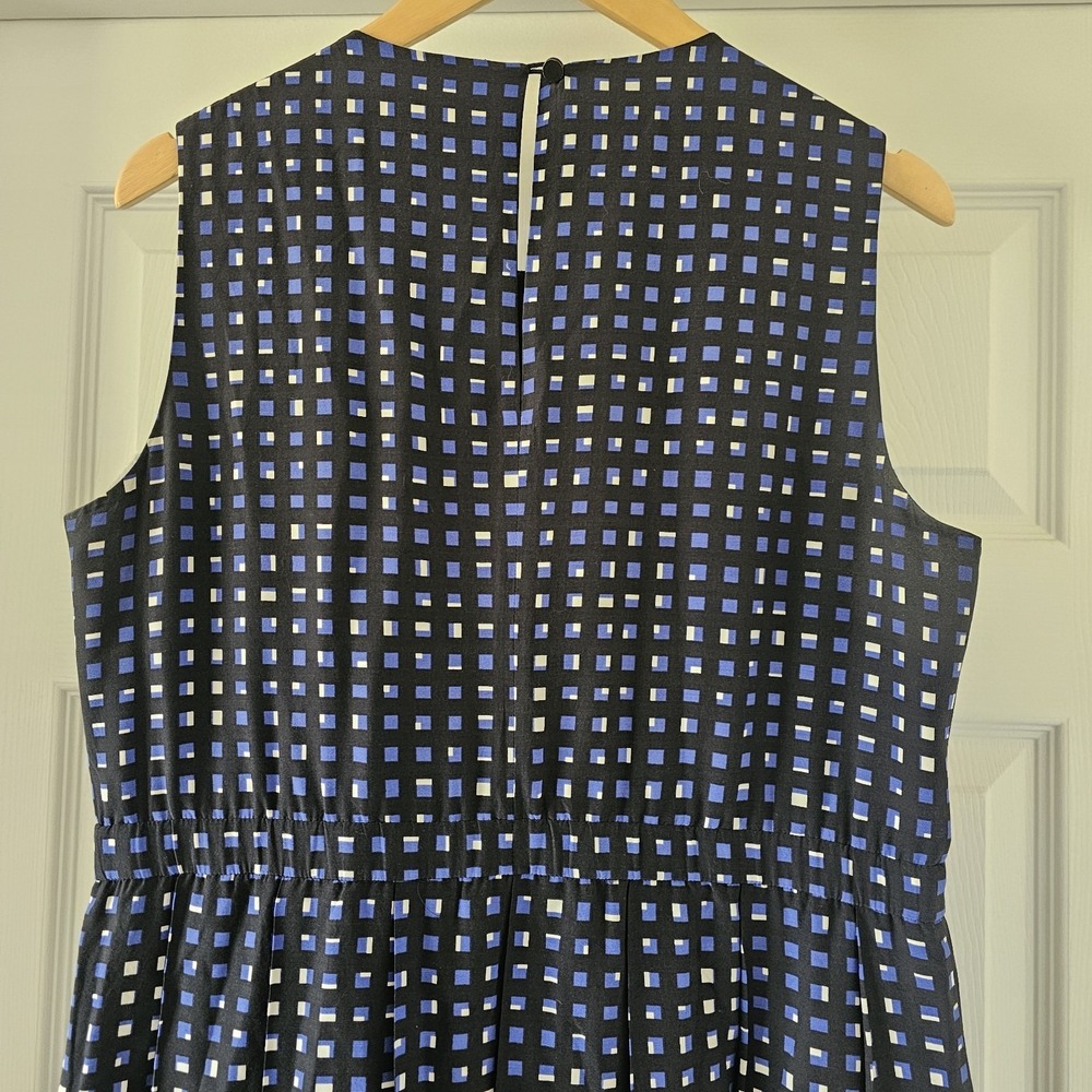 Kate Spade Silk Sz 12 Geometric Skater Dress New York Pleated Fit Flare Dress - Picture 3 of 12